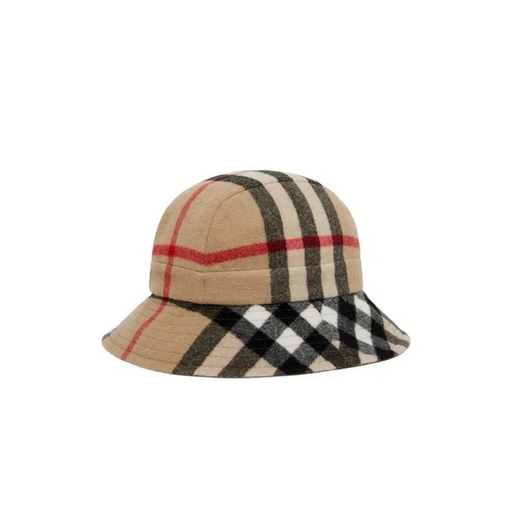 NWT Burberry Exaggerated Check Wool Bucket Hat Brown Small - Picture 1 of 6